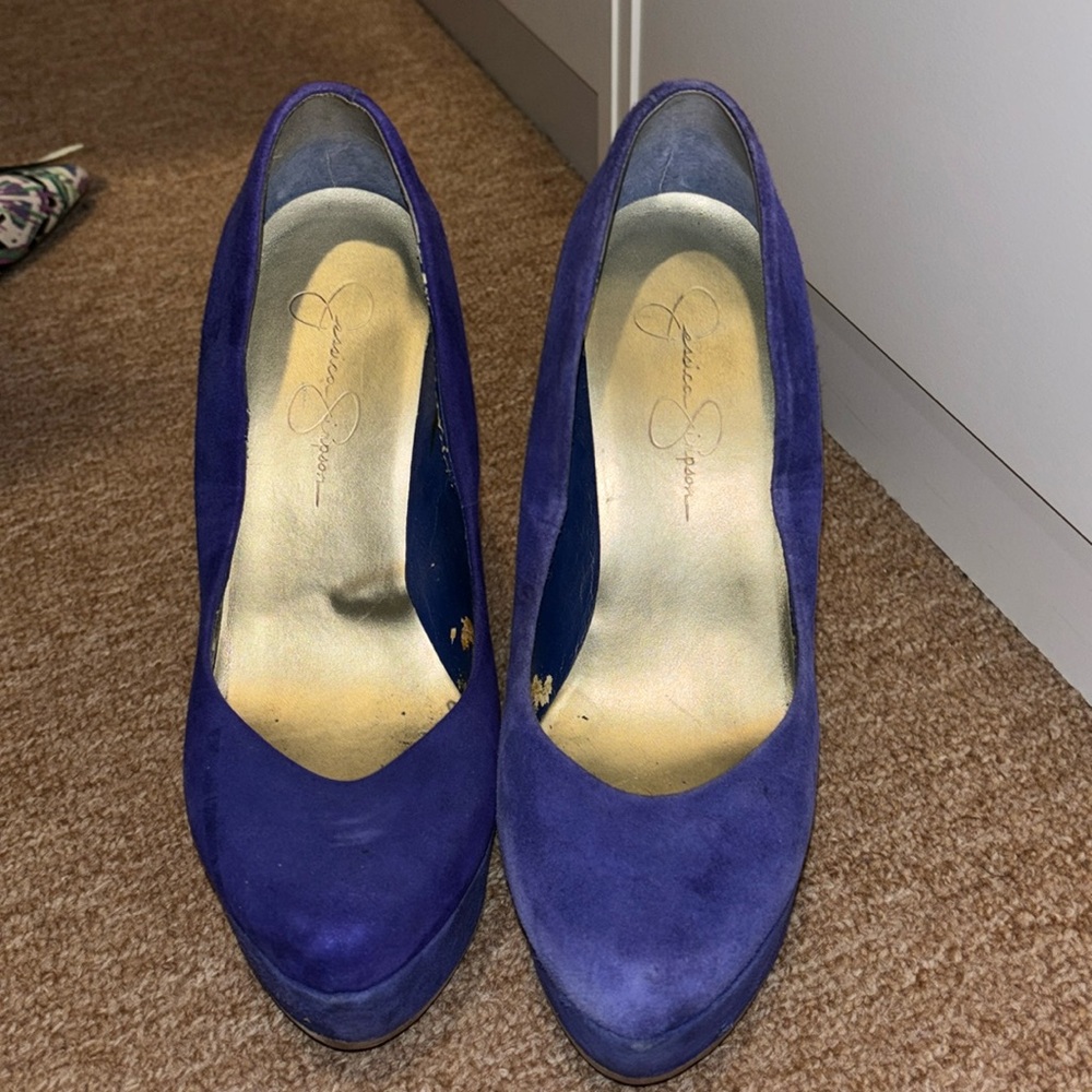 Jessica Simpson Blue Suede Platform Pumps